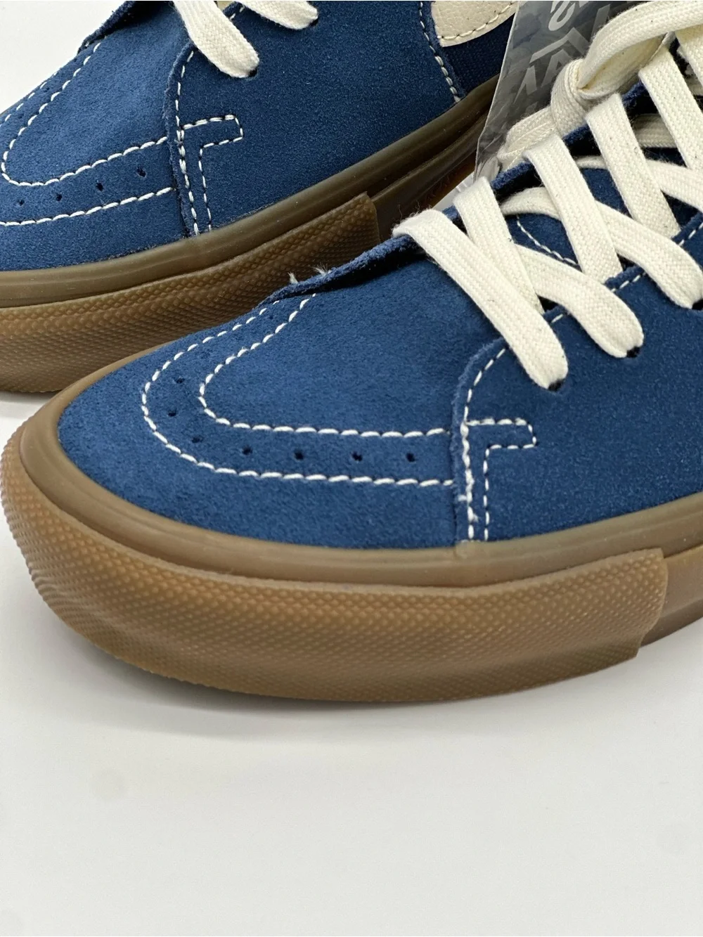 Vans Navy Canvas High-Top Sneakers with Cream Stripe